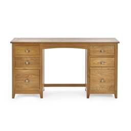 Mallory – 6-Drawer Double Pedestal Dressing Table and Stool – Oak/Grey – Wooden/Fabric - Happy Beds - thumbnail 7