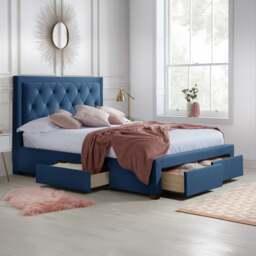 Woodbury - King Size - 4 Drawer Storage Bed - Blue - Velvet - 5ft - Happy Beds - thumbnail 1