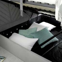 Sherlock - Double - Side-Opening Ottoman Storage Electric TV Bed - Light Grey - Velvet - 4ft6 - Happy Beds - thumbnail 6