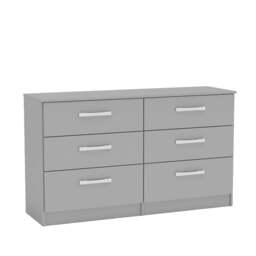 Lynx - 6 Drawer Wide Chest - Grey - Wooden - Happy Beds - thumbnail 2