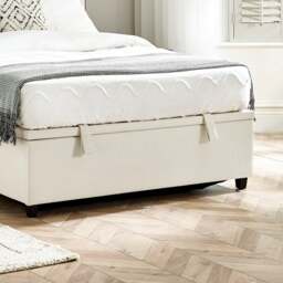 Celeste - Double - Winged Ottoman Storage Bed - White/Grey - Fabric - 4ft6 - thumbnail 7