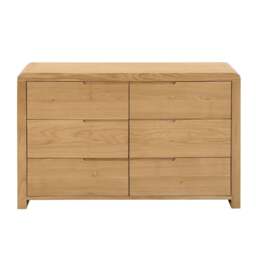 Curve - 6 Drawer Wide Chest - Oak - Wooden - Happy Beds - thumbnail 3