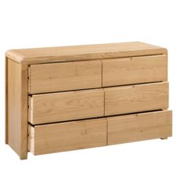Curve - 6 Drawer Wide Chest - Oak - Wooden - Happy Beds - thumbnail 2