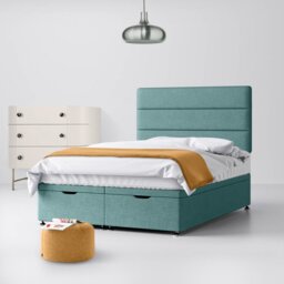 Single - Divan Bed and Cornell Lined Headboard - Duck Egg Blue - Fabric - 3ft - Happy Beds - thumbnail 5