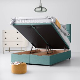 Single - Divan Bed and Cornell Lined Headboard - Duck Egg Blue - Fabric - 3ft - Happy Beds - thumbnail 4