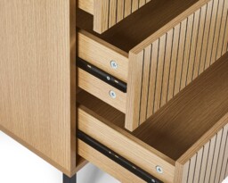 Sia – 5 Drawer Chest of Drawers – Oak/Black – Wood/Metal - Happy Beds - thumbnail 3