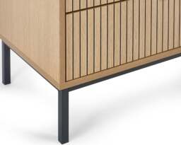 Sia – 5 Drawer Chest of Drawers – Oak/Black – Wood/Metal - Happy Beds - thumbnail 4