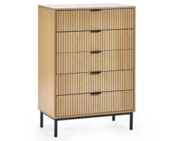 Sia – 5 Drawer Chest of Drawers – Oak/Black – Wood/Metal - Happy Beds - thumbnail 7