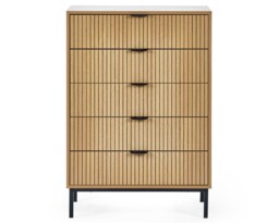 Sia – 5 Drawer Chest of Drawers – Oak/Black – Wood/Metal - Happy Beds - thumbnail 5