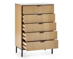 Sia – 5 Drawer Chest of Drawers – Oak/Black – Wood/Metal - Happy Beds - thumbnail 6