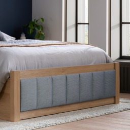 Belmont - Double - Ottoman Storage Bed - Grey/Oak - Fabric/Wooden - 4ft6 - thumbnail 6