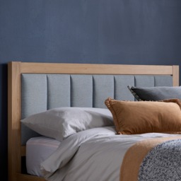 Belmont - Double - Ottoman Storage Bed - Grey/Oak - Fabric/Wooden - 4ft6 - thumbnail 4