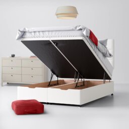 Super King Size - Divan Bed and Cornell Lined Headboard - White - Fabric - 6ft - Happy Beds - thumbnail 5