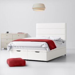 Super King Size - Divan Bed and Cornell Lined Headboard - White - Fabric - 6ft - Happy Beds - thumbnail 4