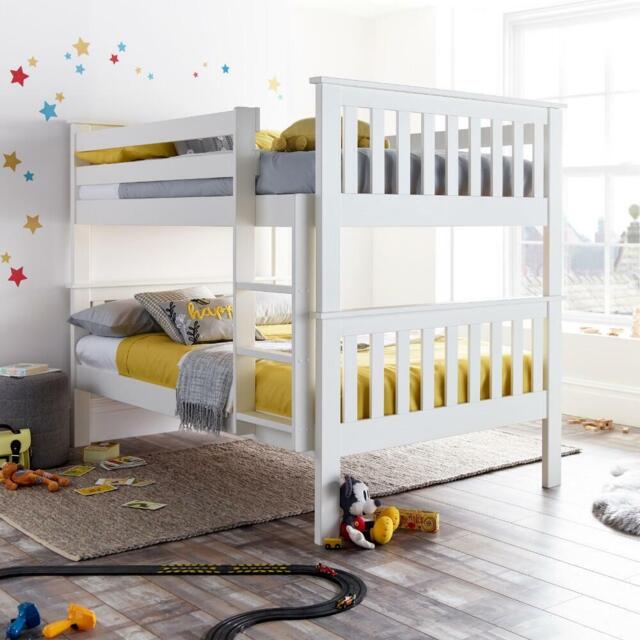 Oslo - Kids Quadruple Sleeper Bunk Bed - White - Wooden - 4ft - Happy Beds - image 1