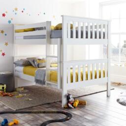 Oslo - Kids Quadruple Sleeper Bunk Bed - White - Wooden - 4ft - Happy Beds - thumbnail 1