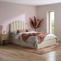 Monaco - Double - Fabric Ottoman Storage Bed - Beige - Fabric - 4ft6 - Happy Beds - thumbnail 1