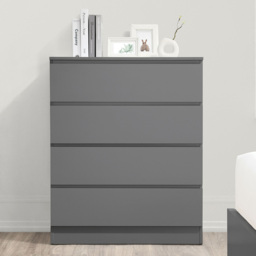 Oslo - 4 Drawer Chest of Drawers - Grey - Wooden - Happy Beds - thumbnail 1