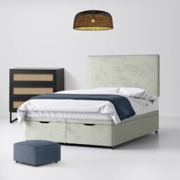 Single - Divan Bed and Cornell Plain Headboard - Light Grey - Velvet - 3ft - Happy Beds - thumbnail 5