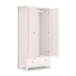 Maine - 2 Door Combination Wardrobe - Surf White - Wooden - Happy Beds - thumbnail 2