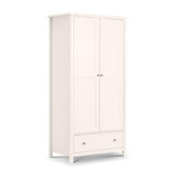 Maine - 2 Door Combination Wardrobe - Surf White - Wooden - Happy Beds - thumbnail 1