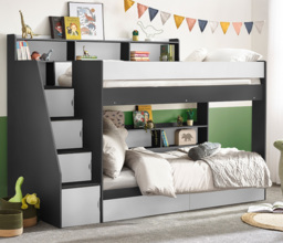 Tuscan - Single - Staircase Bunk Bed - Grey/White - Wooden - 3ft - Happy Beds - thumbnail 3