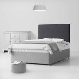 Cornell - Double - Plain Headboard - Dark Grey - Charcoal - Fabric - 4ft6 - Happy Beds - thumbnail 2