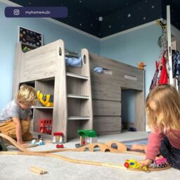 Jupiter - Single - Kids Mid Sleeper Cabin Bed - Grey - Wood - 3ft - Happy Beds - thumbnail 2