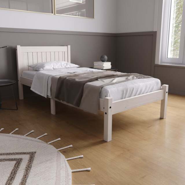 Rio - Single - White Washed Solid Pine Bed Frame - 3ft - Happy Beds - image 1