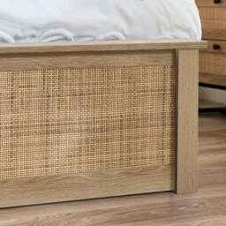 Padstow - King Size - Rattan Ottoman Storage Bed - Oak - Wooden - 5ft - Happy Beds - thumbnail 5
