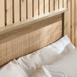 Padstow - King Size - Rattan Ottoman Storage Bed - Oak - Wooden - 5ft - Happy Beds - thumbnail 4