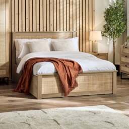 Padstow - King Size - Rattan Ottoman Storage Bed - Oak - Wooden - 5ft - Happy Beds - thumbnail 1