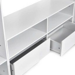 Gaia - Single - Storage High Sleeper with Shelving, Cupboards and Hanging Rail - White/Silver - Wooden - 3ft - thumbnail 3