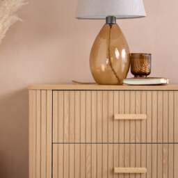 Axel - 6 Drawer Fluted Chest of Drawers - Oak – Wooden – Happy Beds - thumbnail 4