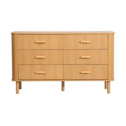 Axel - 6 Drawer Fluted Chest of Drawers - Oak – Wooden – Happy Beds - thumbnail 8