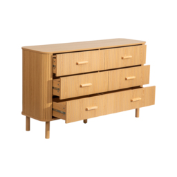 Axel - 6 Drawer Fluted Chest of Drawers - Oak – Wooden – Happy Beds - thumbnail 7