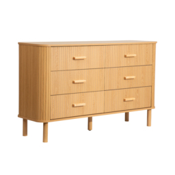 Axel - 6 Drawer Fluted Chest of Drawers - Oak – Wooden – Happy Beds - thumbnail 6