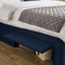 Leila - King-Size - Storage Bed - Blue - Velvet - 5ft - thumbnail 4