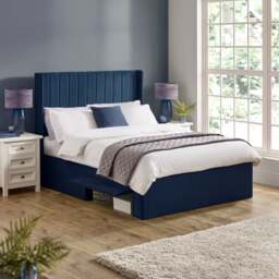 Leila - King-Size - Storage Bed - Blue - Velvet - 5ft - thumbnail 1