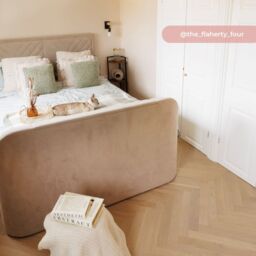 Sherlock - Double - Side-Opening Ottoman Storage Electric TV Bed - Warm Stone - Velvet - 4ft6 - Happy Beds - thumbnail 3