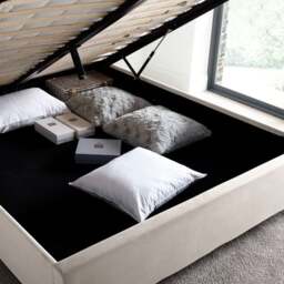 Aurora - King Size - Ottoman Storage Bed - Neutral Stone - Velvet - 5ft - Happy Beds - thumbnail 7