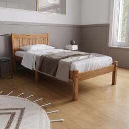 Rio -Single - Waxed Solid Pine Wooden Bed Frame - 3ft - Happy Beds - thumbnail 1