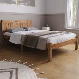 Rio -Single - Waxed Solid Pine Wooden Bed Frame - 3ft - Happy Beds - thumbnail 2