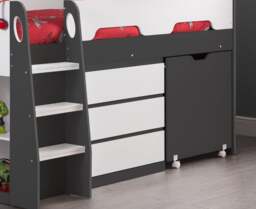 Jupiter - Single - Kids Mid Sleeper Cabin Bed - Grey and White - Wood - 3ft - Happy Beds - thumbnail 6