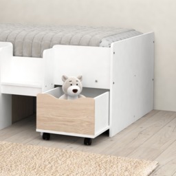 Cottage - Single - Cabin Bed with Drawer and Shelving - White/Oak - Wood -  3ft - thumbnail 4