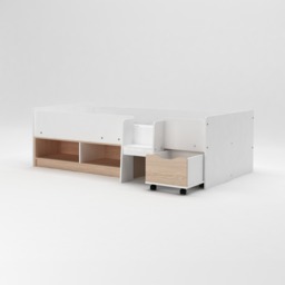 Cottage - Single - Cabin Bed with Drawer and Shelving - White/Oak - Wood -  3ft - thumbnail 5