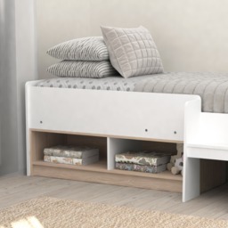 Cottage - Single - Cabin Bed with Drawer and Shelving - White/Oak - Wood -  3ft - thumbnail 3