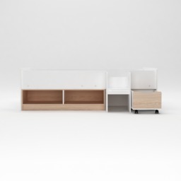 Cottage - Single - Cabin Bed with Drawer and Shelving - White/Oak - Wood -  3ft - thumbnail 6