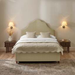 Chelsea - Double - Ottoman Storage Bed - Natural Striped - Fabric- 4ft6 - thumbnail 4