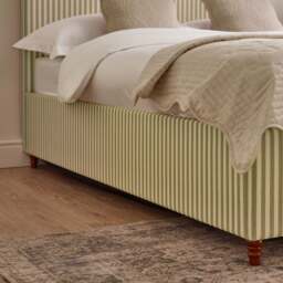 Chelsea - Double - Ottoman Storage Bed - Natural Striped - Fabric- 4ft6 - thumbnail 6